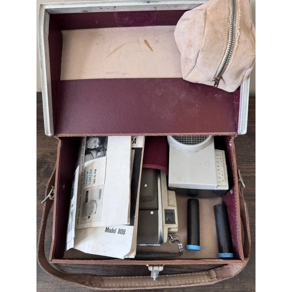 Vintage Polaroid Highlander Land Camera Model 80B With Case Manual & Accessories